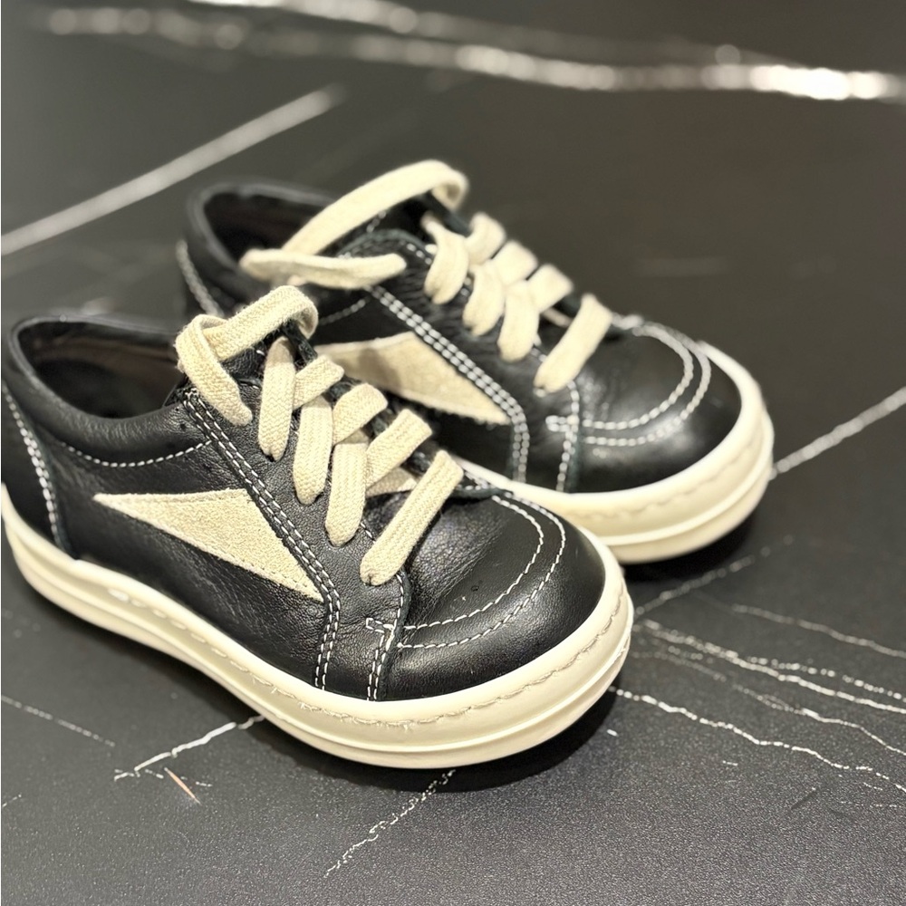 Rick Owens Black and Cream Kids Sneakers
